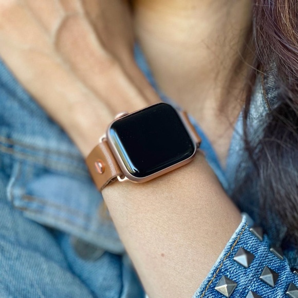 18mm Light Brown Vegan Leather Apple iWatch Band main image 8